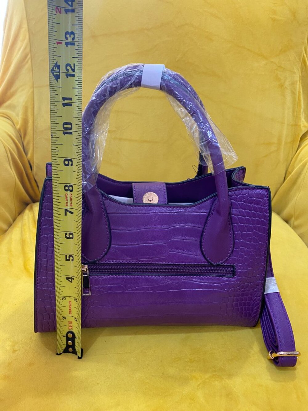 MKF Mia K Collection Purple Croc Embossed Satchel Handbag NWT Vegan Leather - Picture 9 of 9